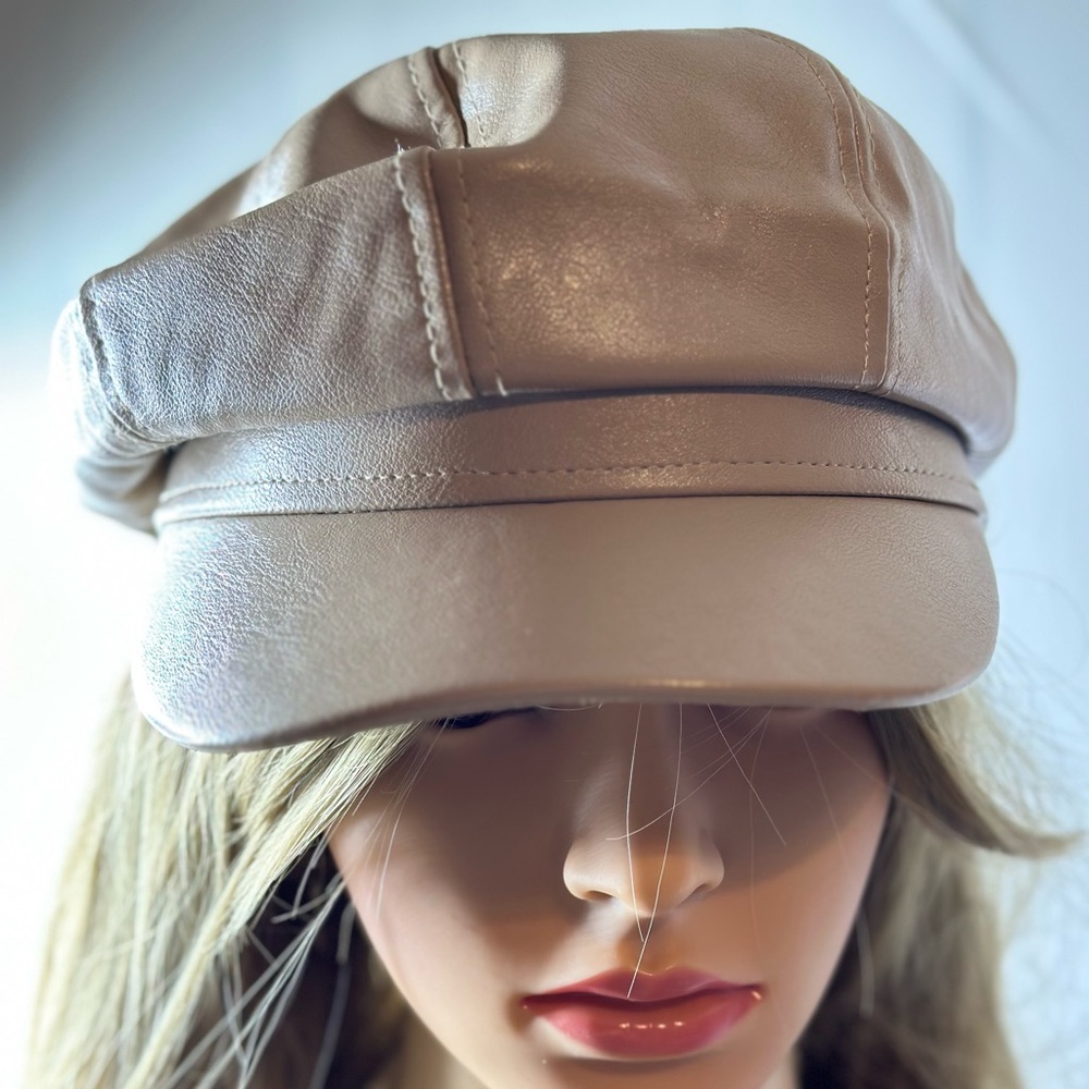 Faux Leather Newsboy Cap